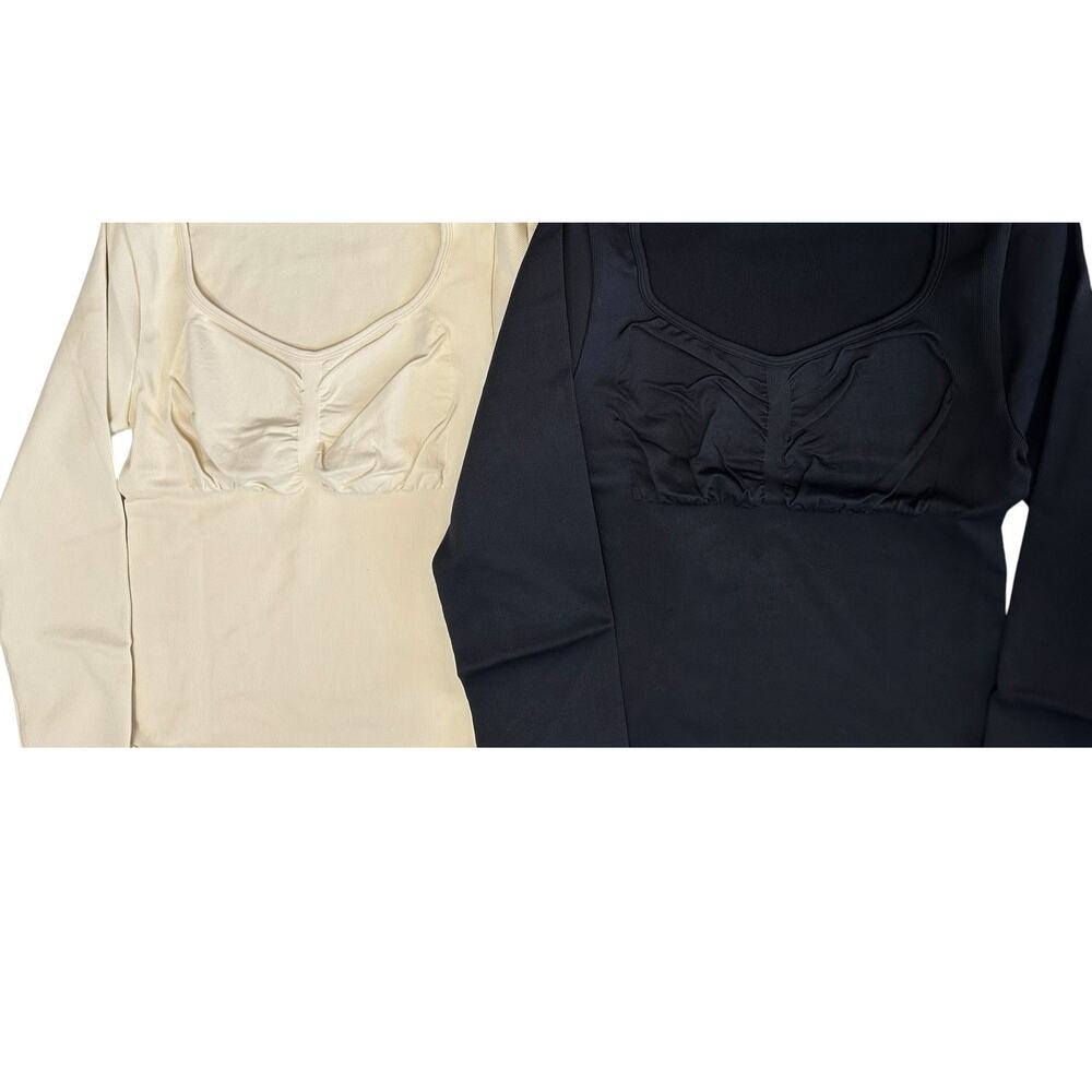 NWT TOB 2 Piece Bodysuit Seamless Ribbed Long Sleeve Tummy Control Size M - Picture 6 of 10